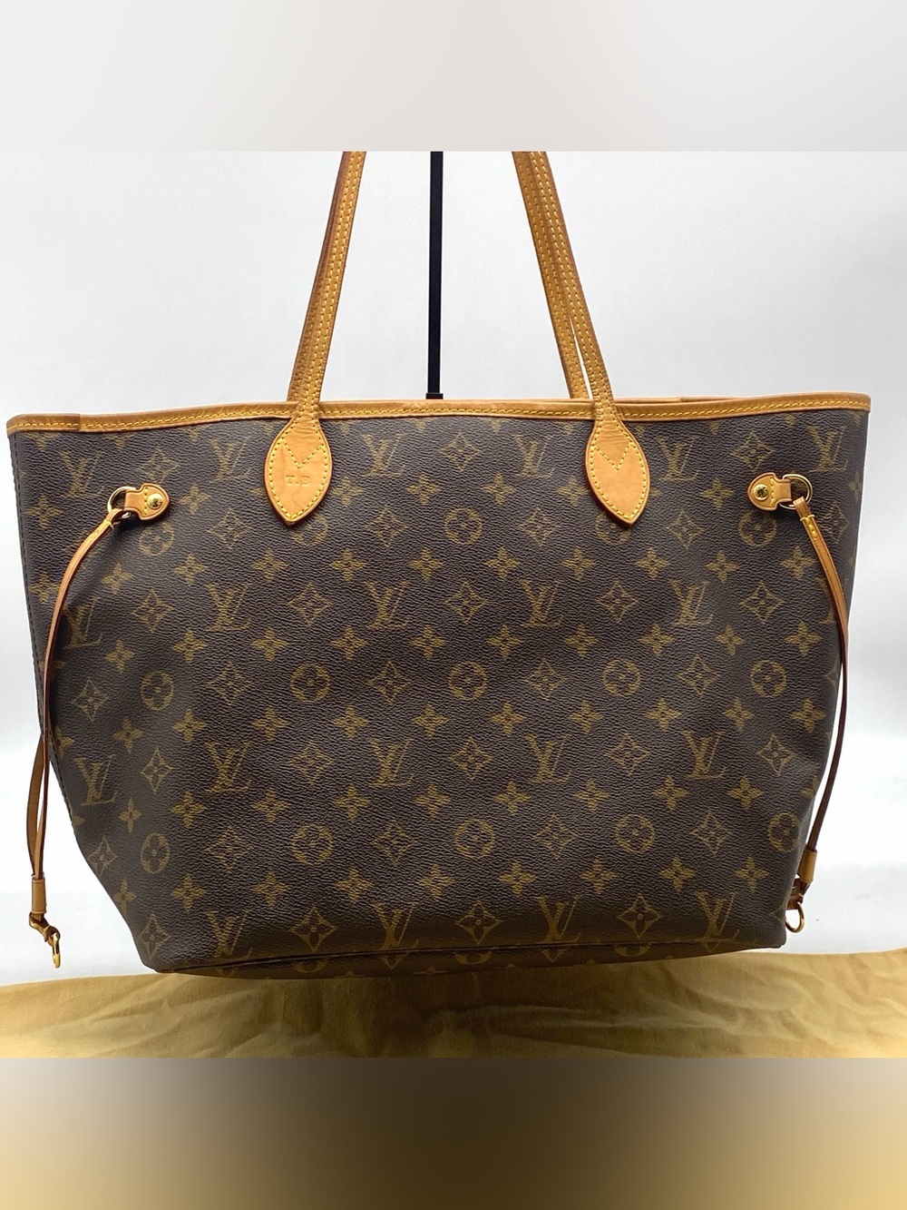 Louis Vuitton Monogram Neverfull Classic Leather Tote Bag MM Initials - Picture 2 of 11